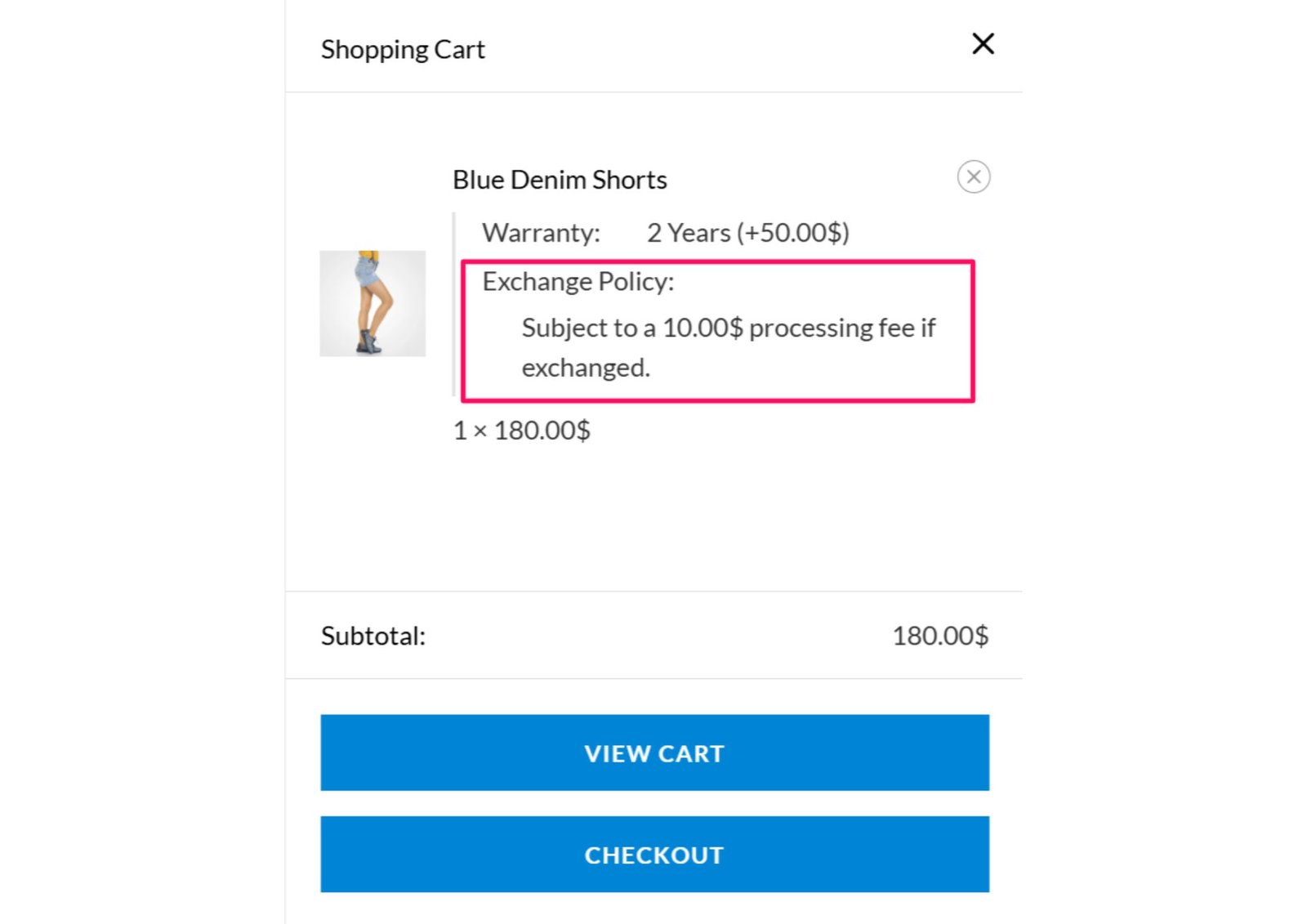 Paid Exchange Return In Woocommerce In Cart
