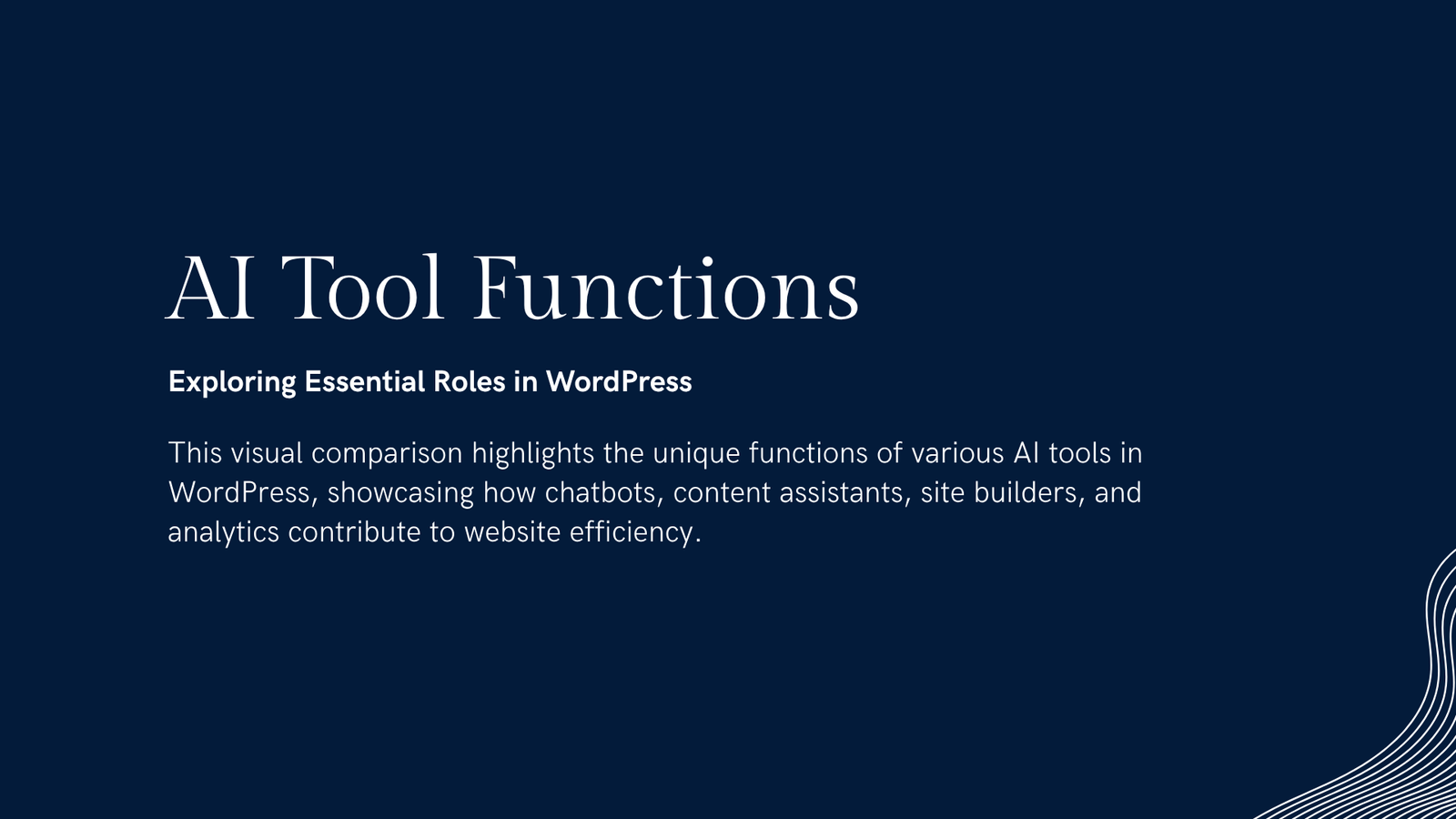 WordPress AI tool functions for chatbots content assistants site builders and analytics