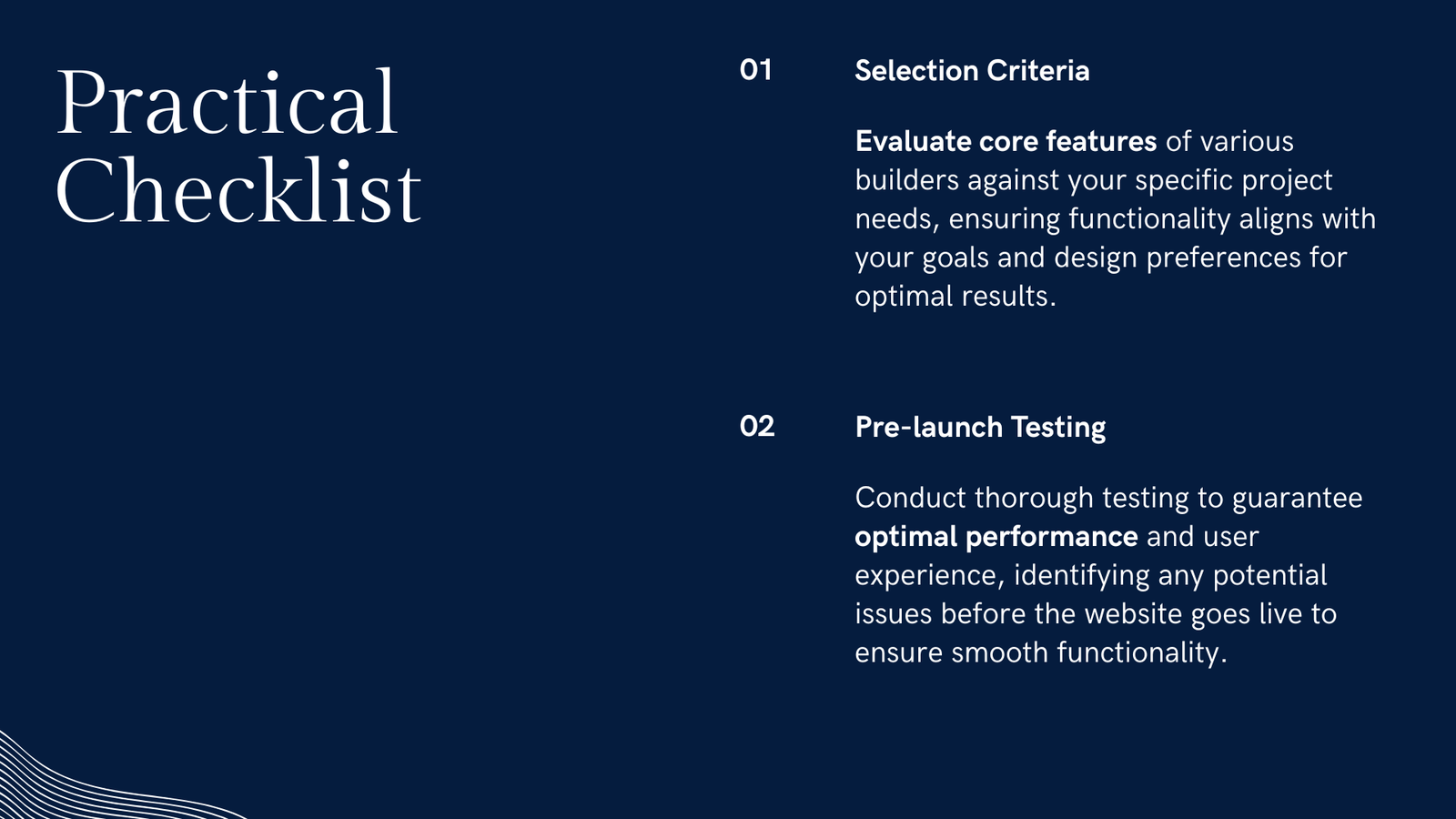 WordPress page builder selection checklist for project fit and pre-launch testing