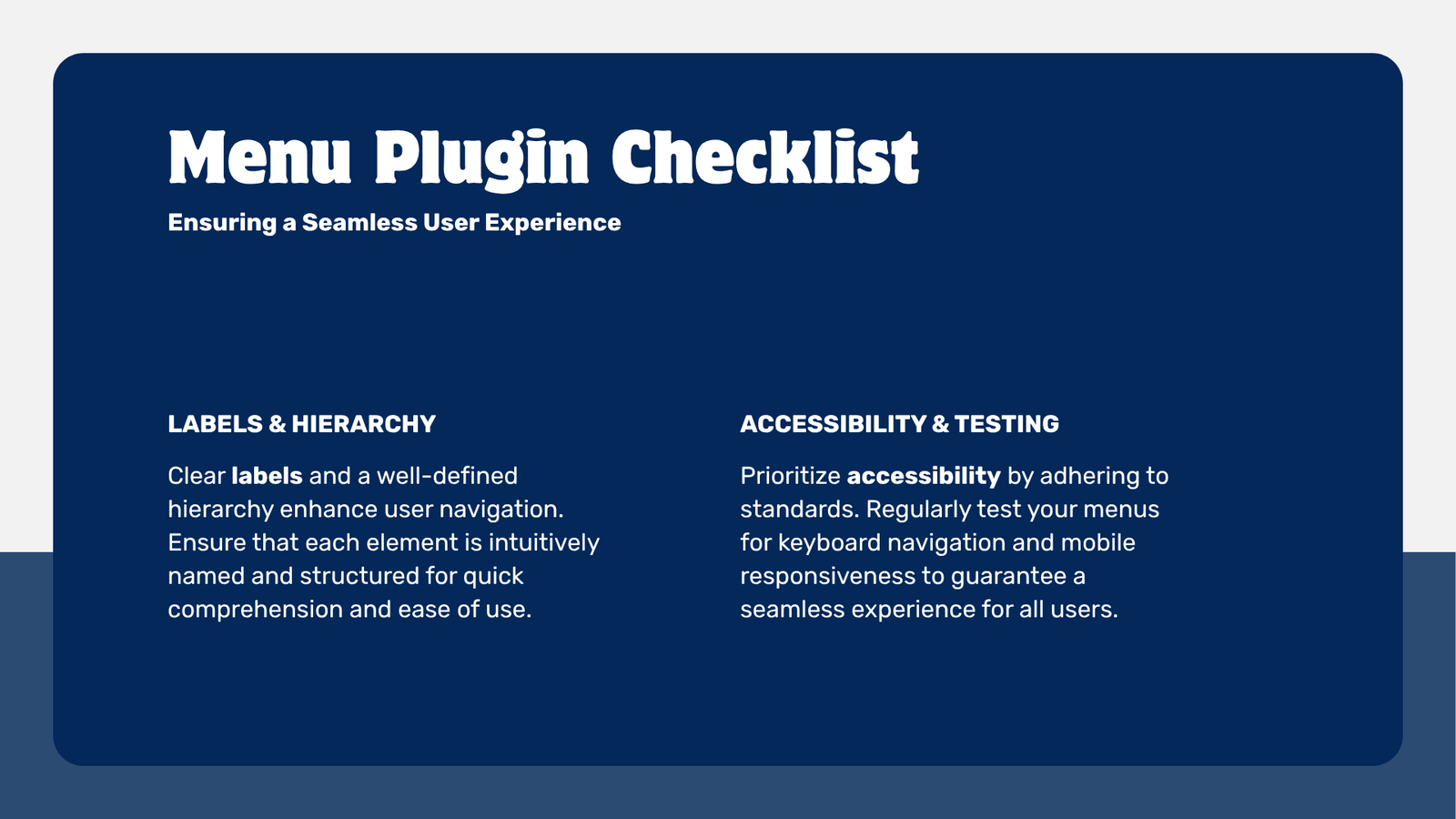 menu plugin for WordPress: practical checklist